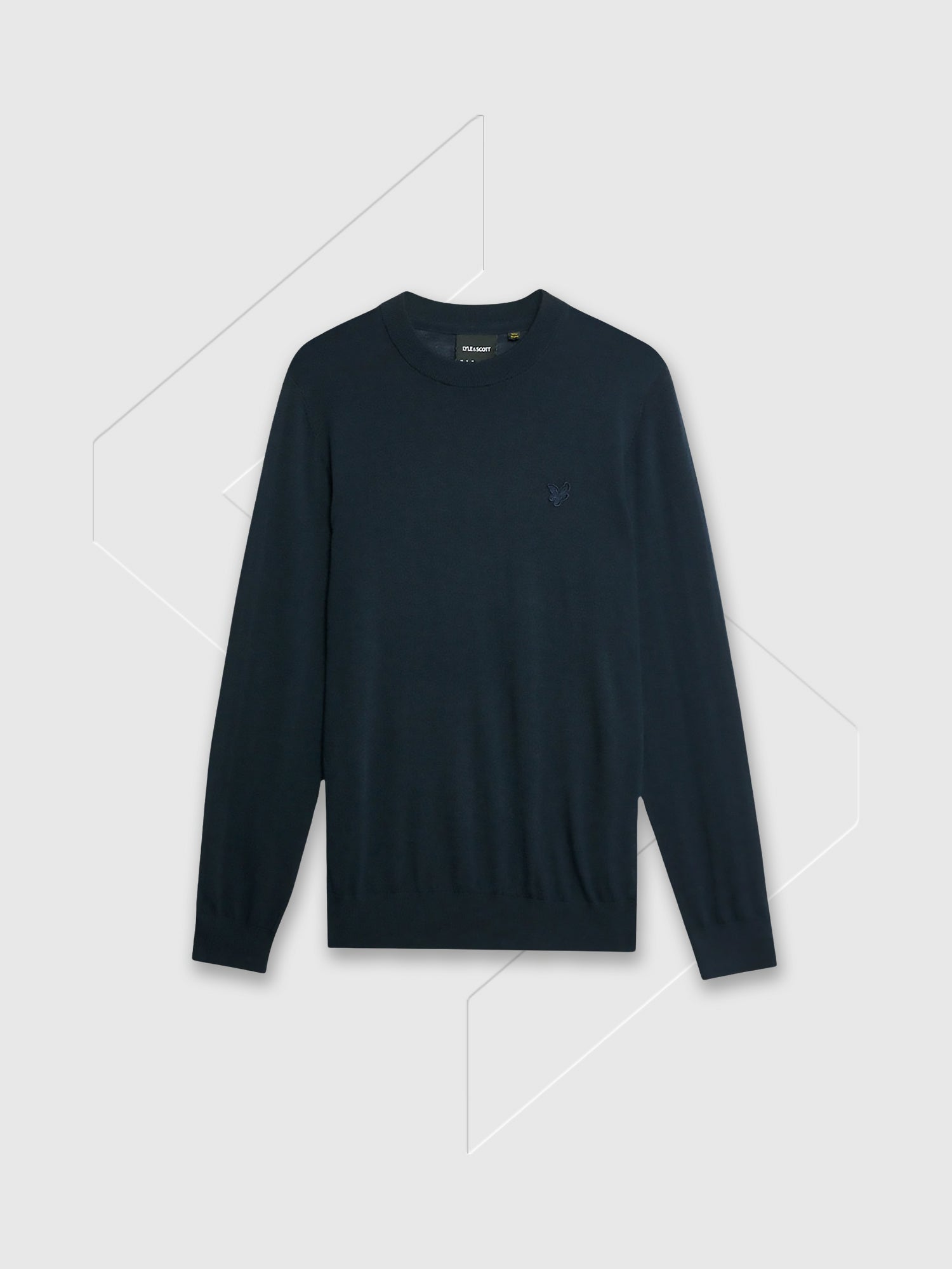 Lyle and Scott Tonal Eagle Merino Crew Neck Dark Navy from Saxumo.com