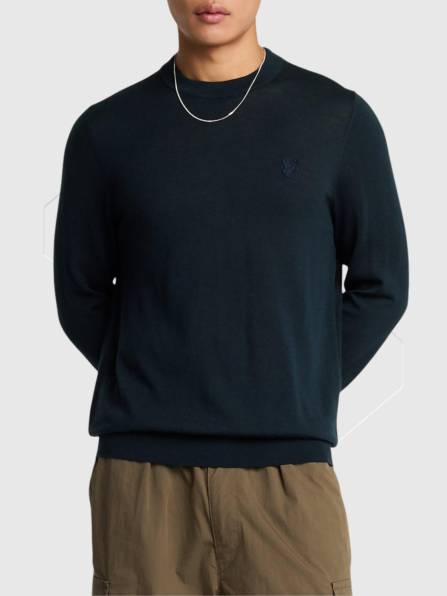 Lyle and Scott Tonal Eagle Merino Crew Neck Dark Navy from Saxumo.com