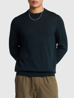 Lyle and Scott Tonal Eagle Merino Crew Neck Dark Navy from Saxumo.com