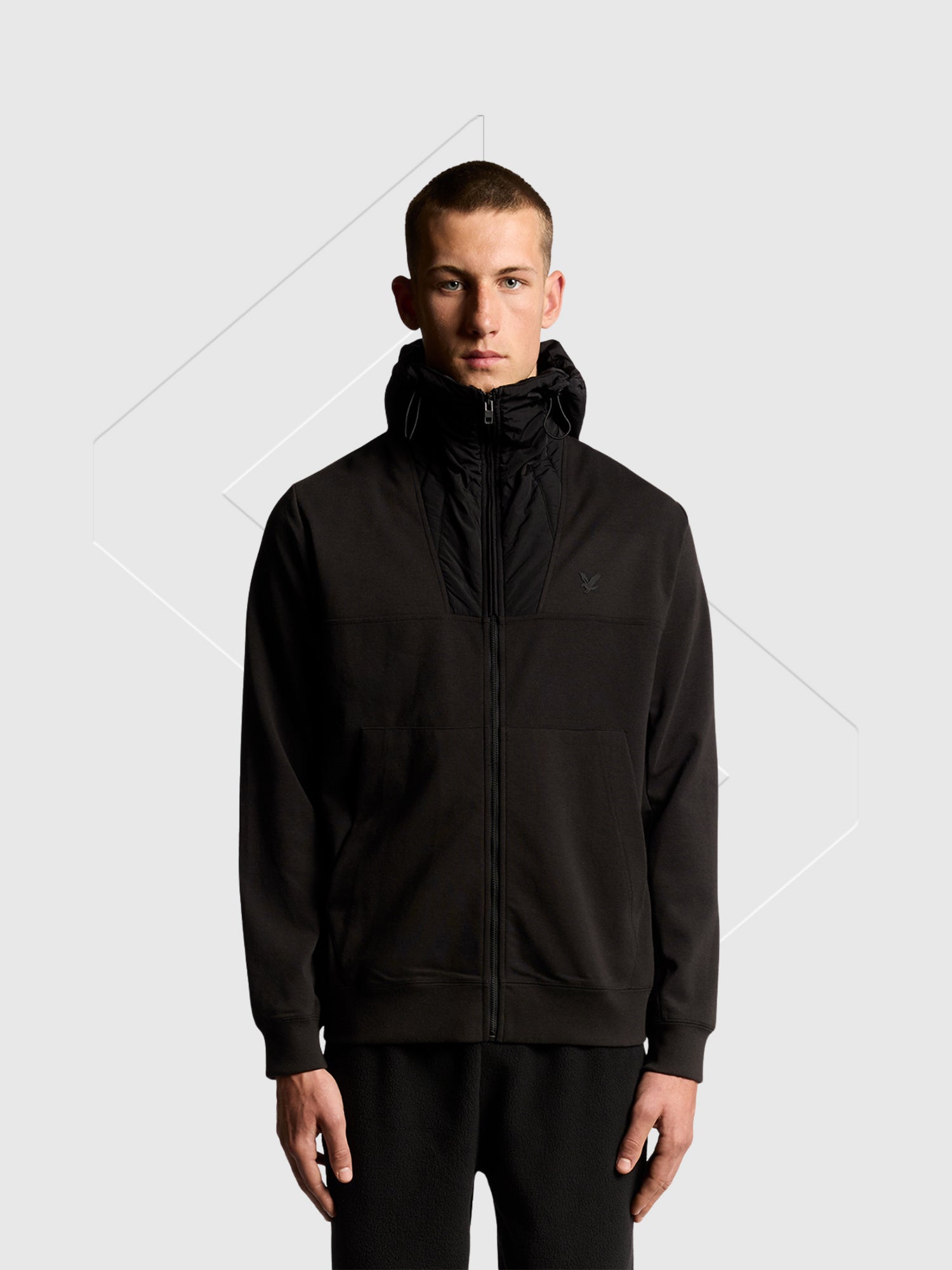 Lyle and Scott Panelled Hybrid Jacket Black Ice from Saxumo.com