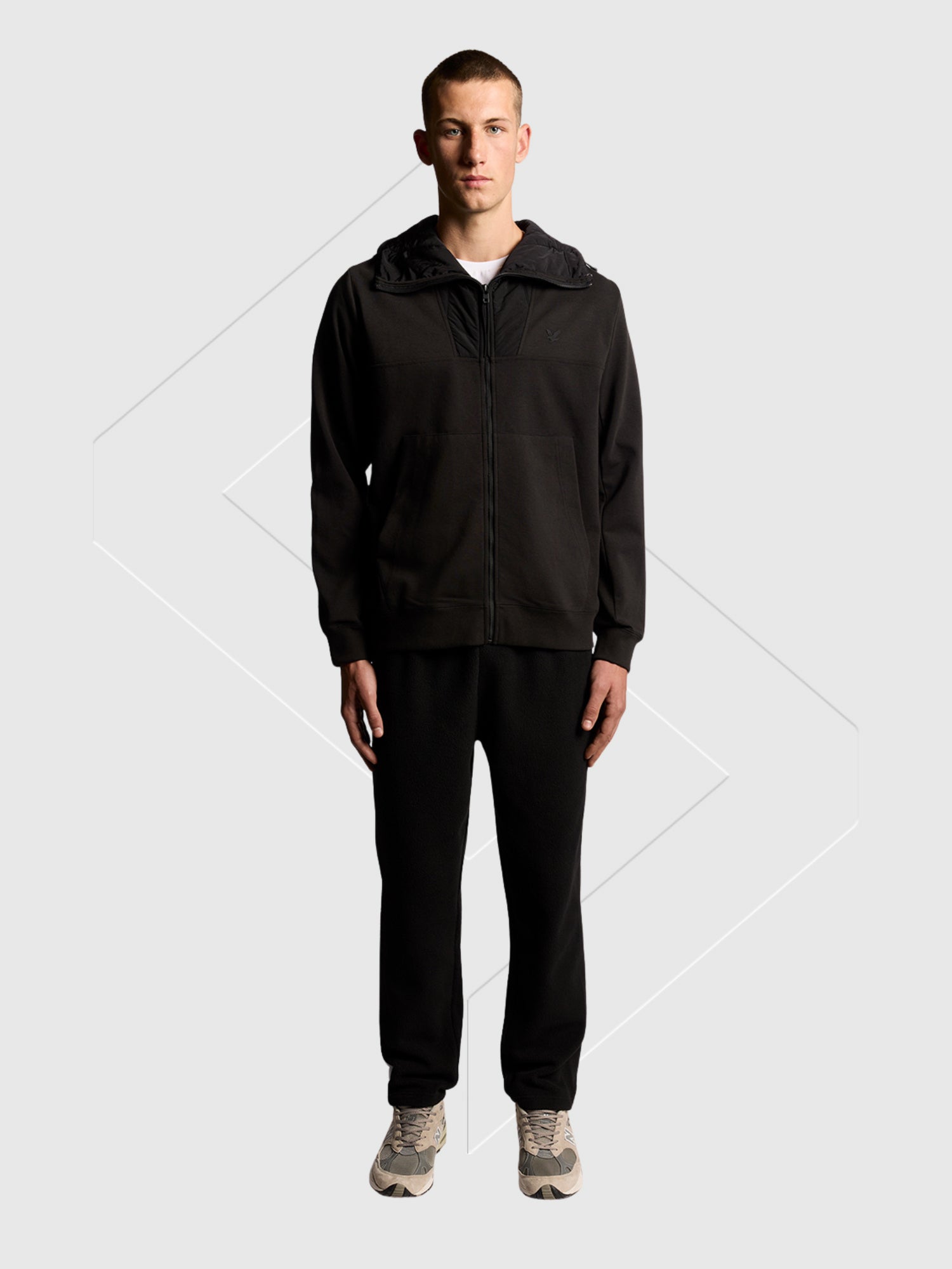 Lyle and Scott Panelled Hybrid Jacket Black Ice from Saxumo.com