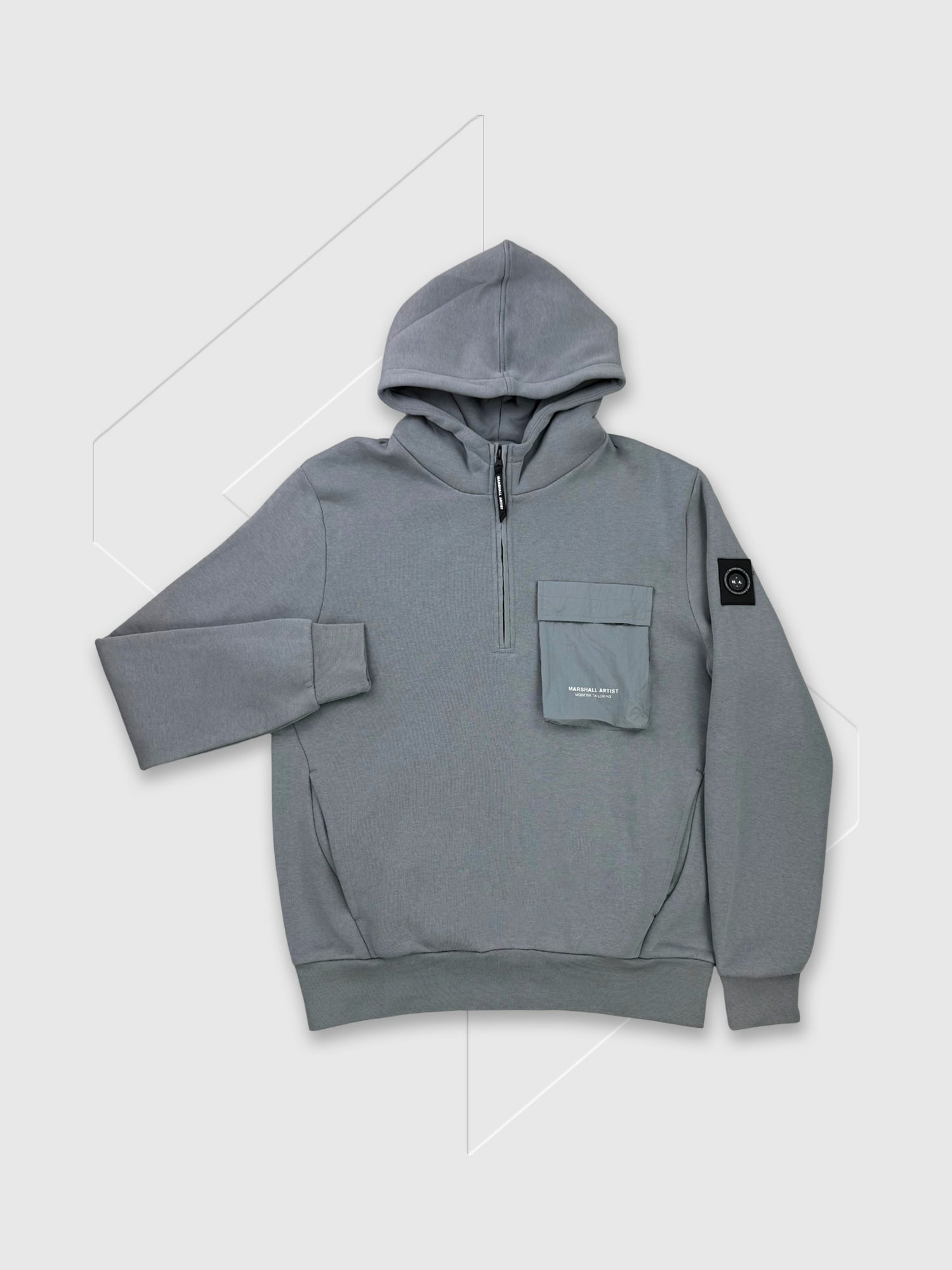 Marshall Artist Crux Quarter Zip Hoodie Monument Grey from Saxumo.com
