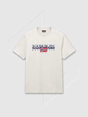 Napapijri Aylmer Graphic T-Shirt Beige Dimity from Saxumo.com