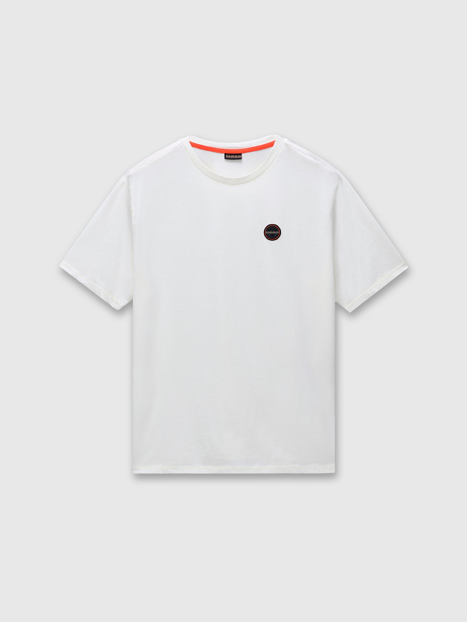 Napapijri Badge Jersey Short Sleeve T-Shirt White Heron from Saxumo.com