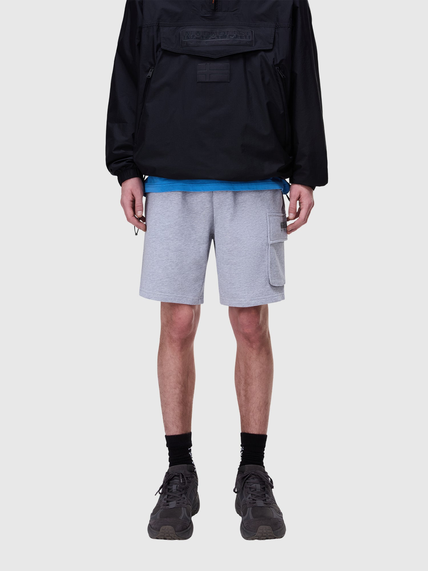 Napapijri Box Logo Cargo Bermuda Short Light Grey Mel from Saxumo.com