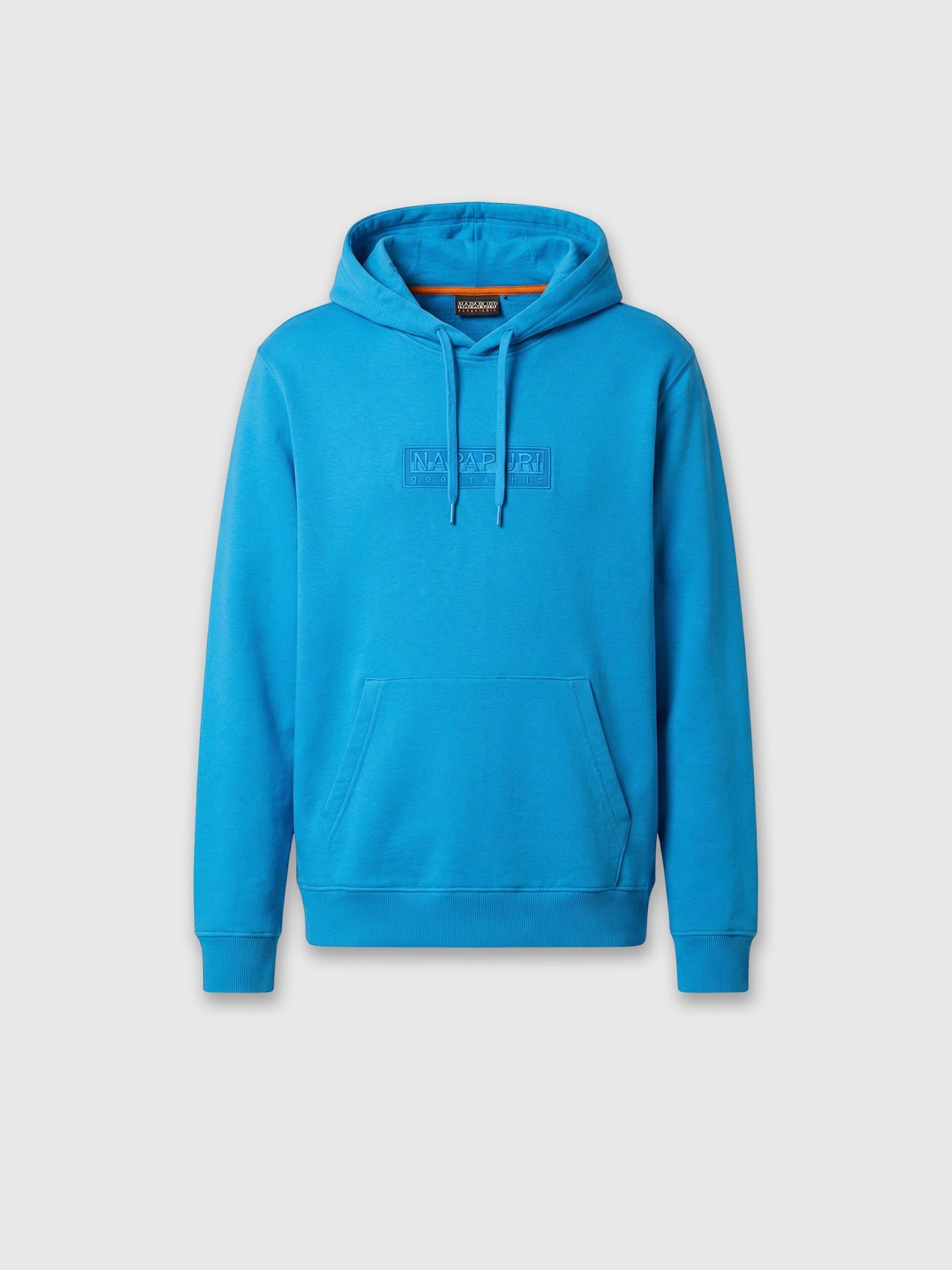 Napapijri Box Logo French Terry Hoodie Blue Jasper from Saxumo.com