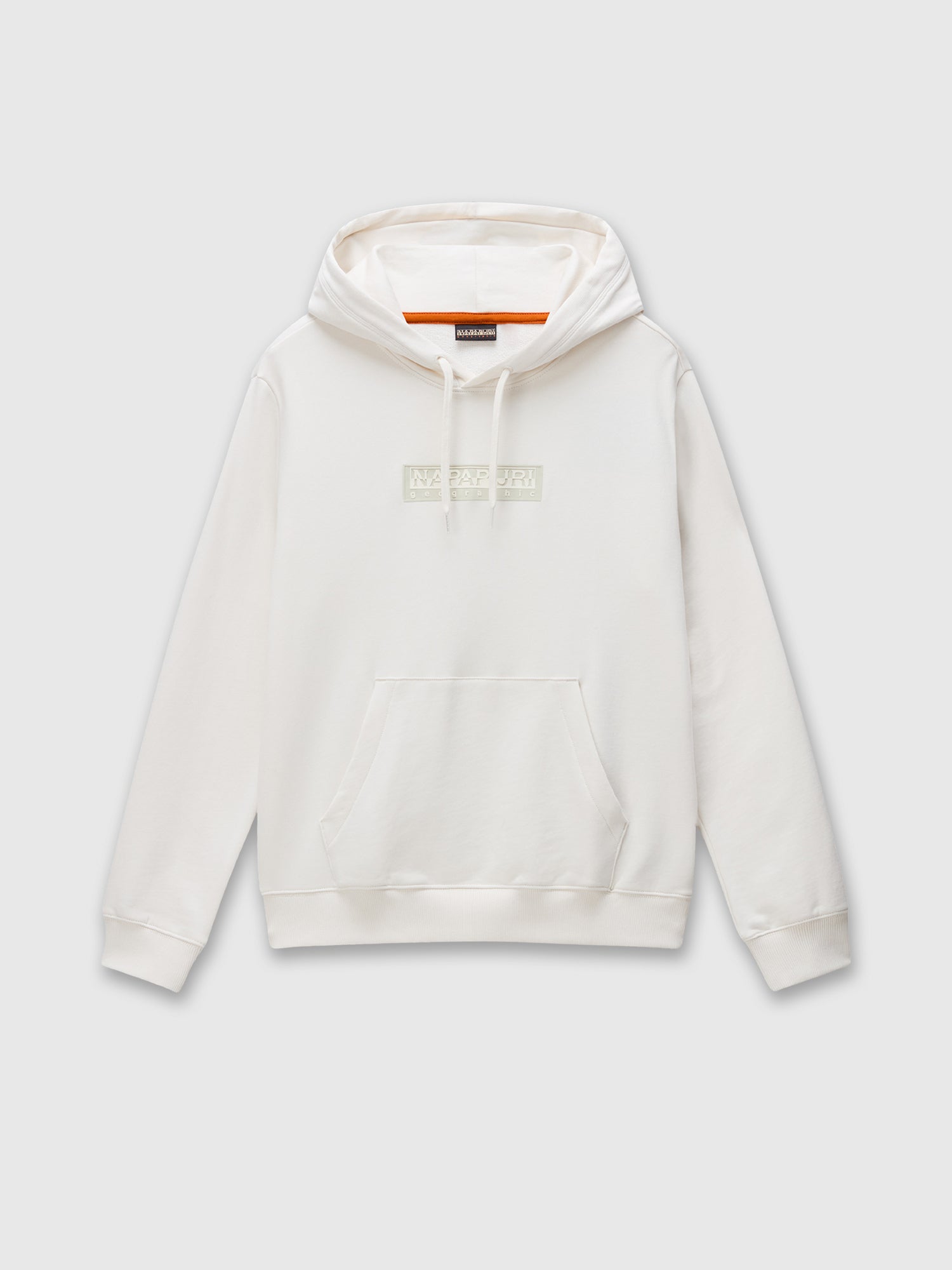 Napapijri Box Logo French Terry Hoodie White Whisper from Saxumo.com