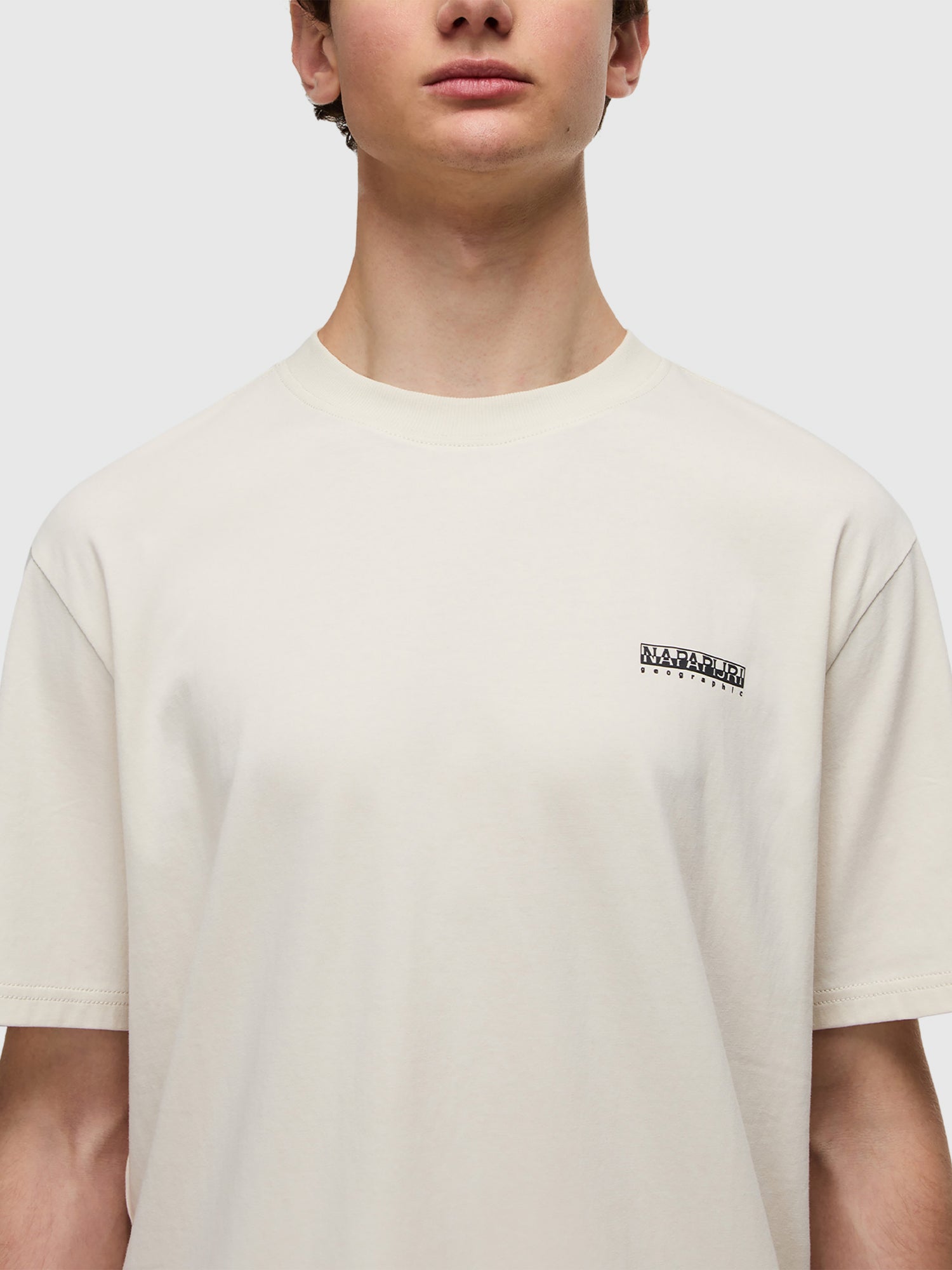 Napapijri Small Box Short Sleeve T-Shirt/Short Set Beige Dimity/White from Saxumo.com