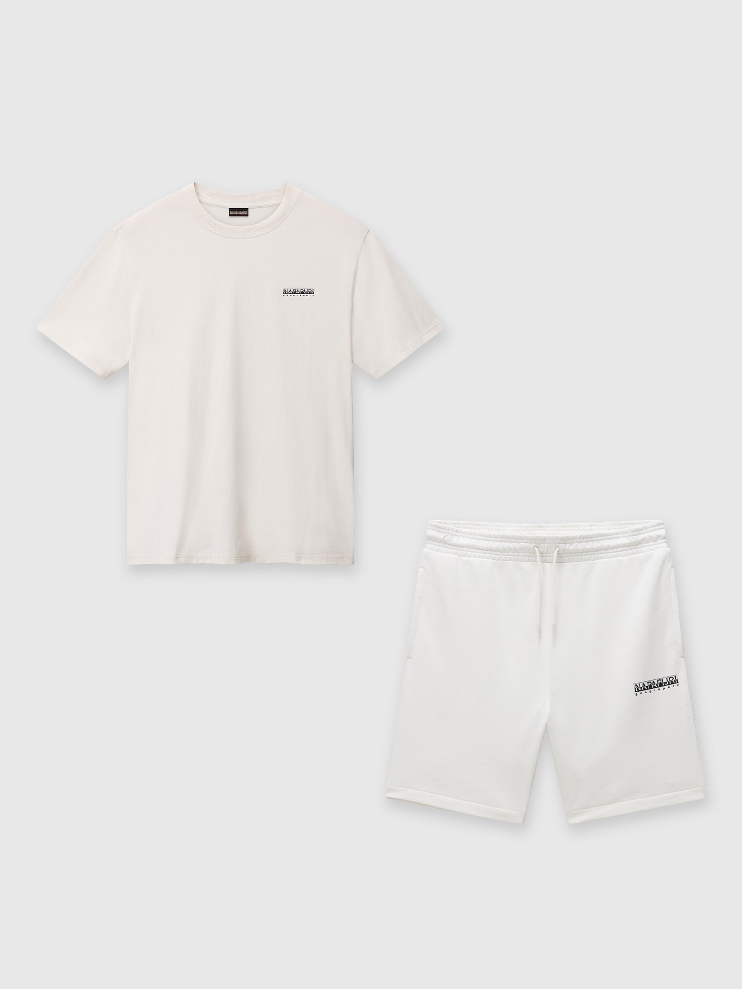 Napapijri Small Box Short Sleeve T-Shirt/Short Set Beige Dimity/White from Saxumo.com