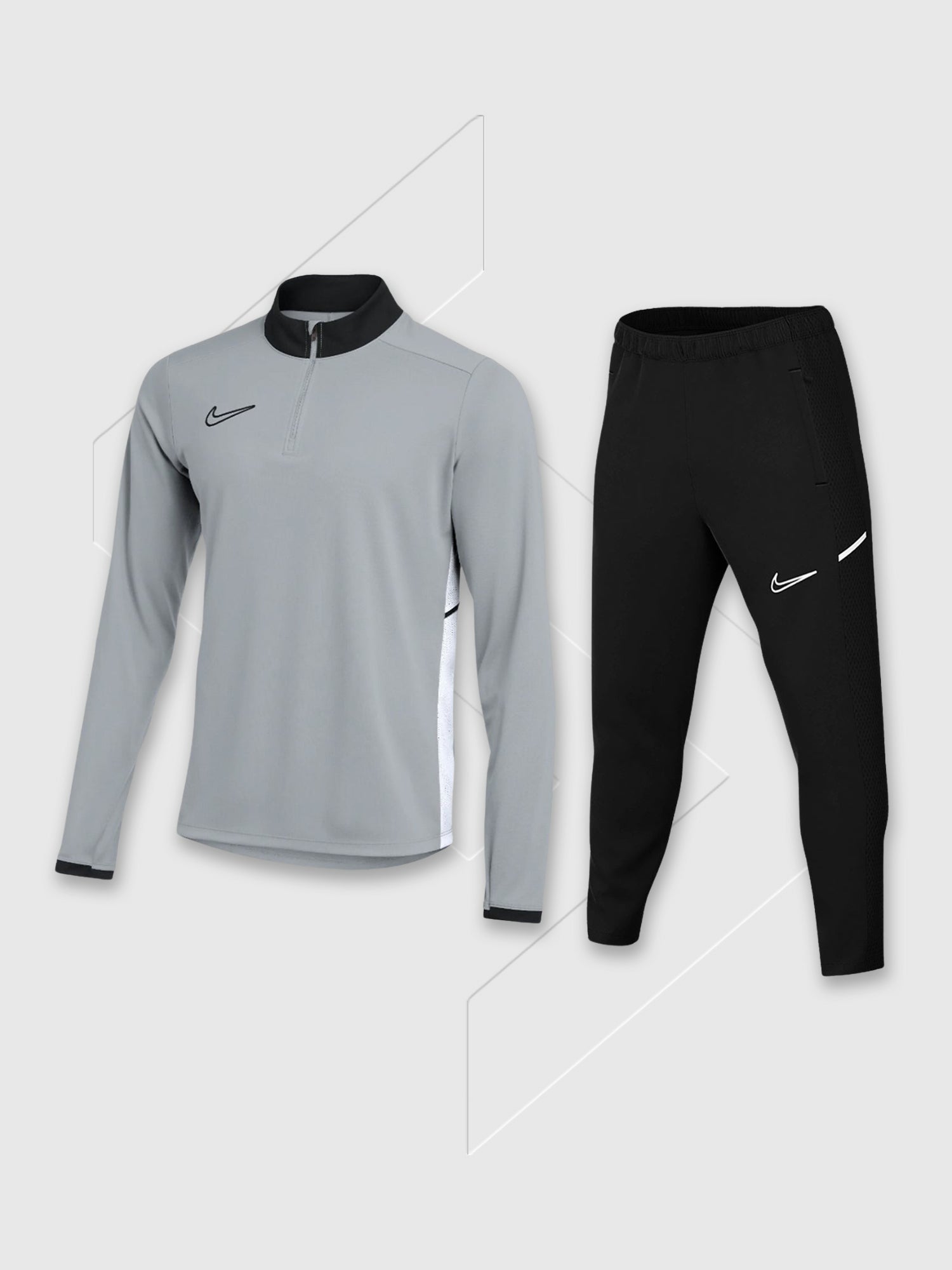 Nike Academy Dri-FIT 1/4 Zip Drill Top/Pant Set Grey/Black Junior from Saxumo.com