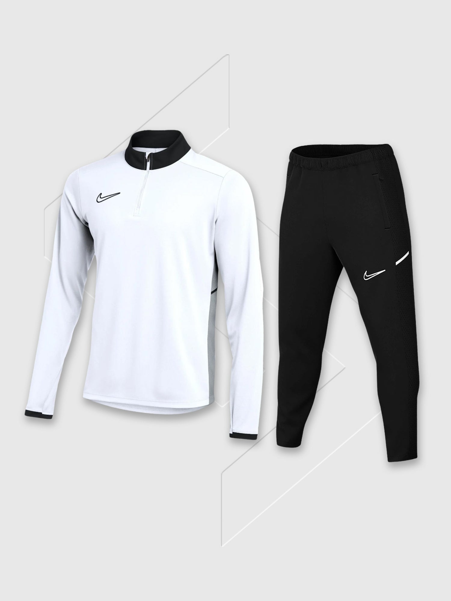 Nike Academy Dri-FIT 1/4 Zip Drill Top/Pant Set White/Black Junior