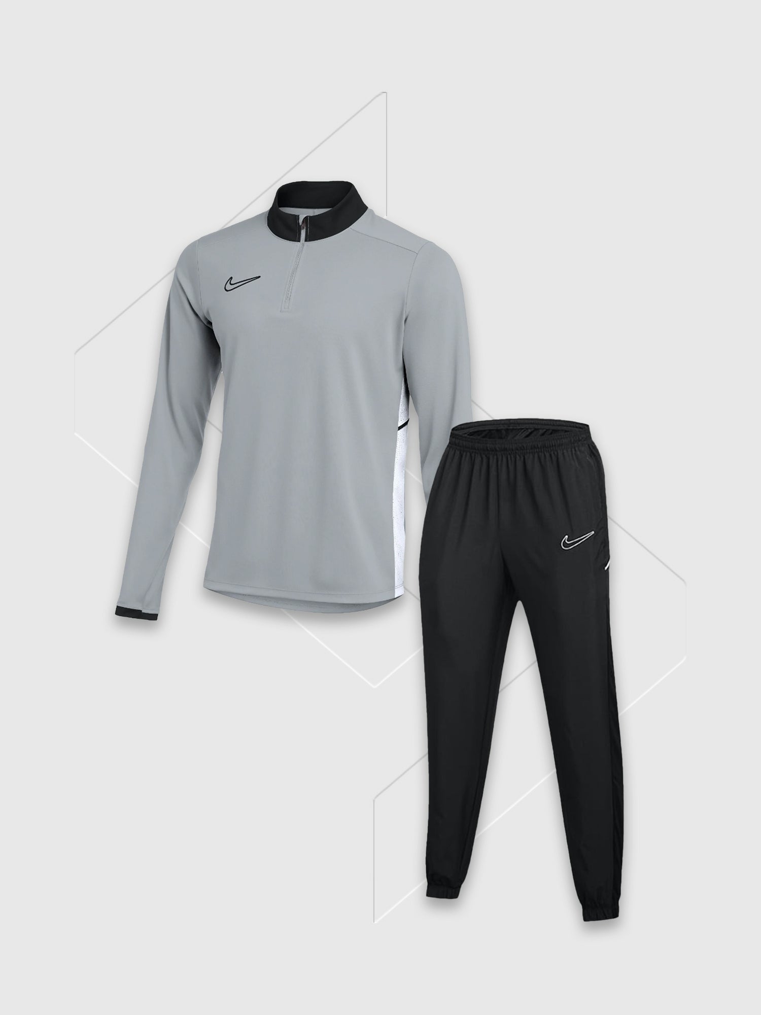 Nike Academy Drill Half Zip Top/Pant Tracksuit Set Grey/Black from Saxumo