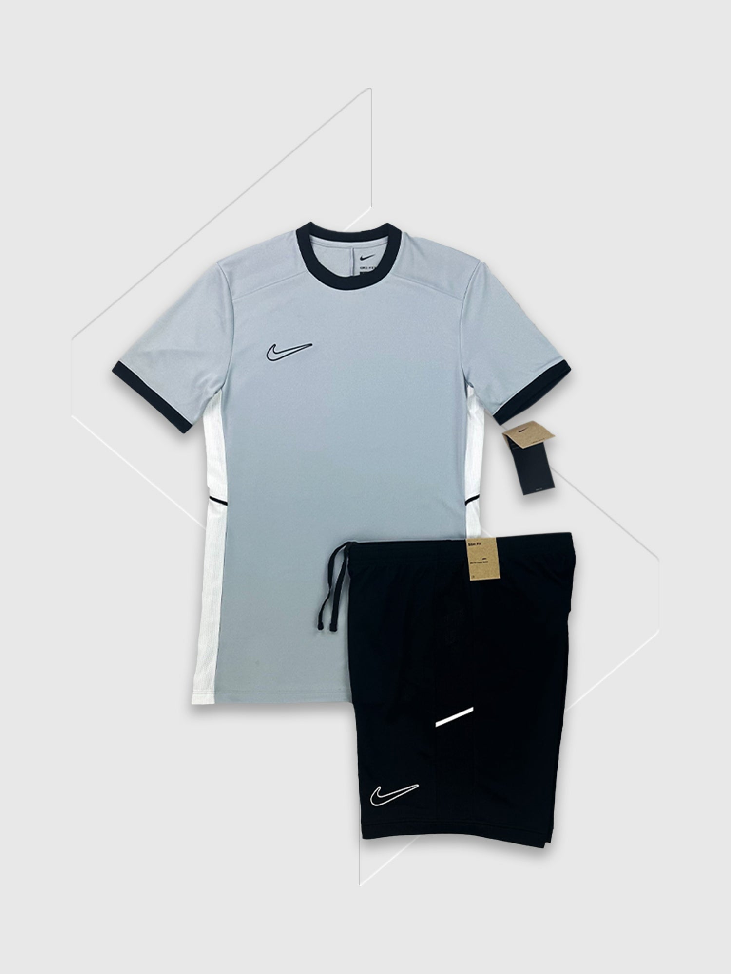 Nike Academy T-Shirt/Short Set Grey/Black from Saxumo