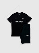 Nike Air Bold T-Shirt/Short Set Black/White/Black from Saxumo
