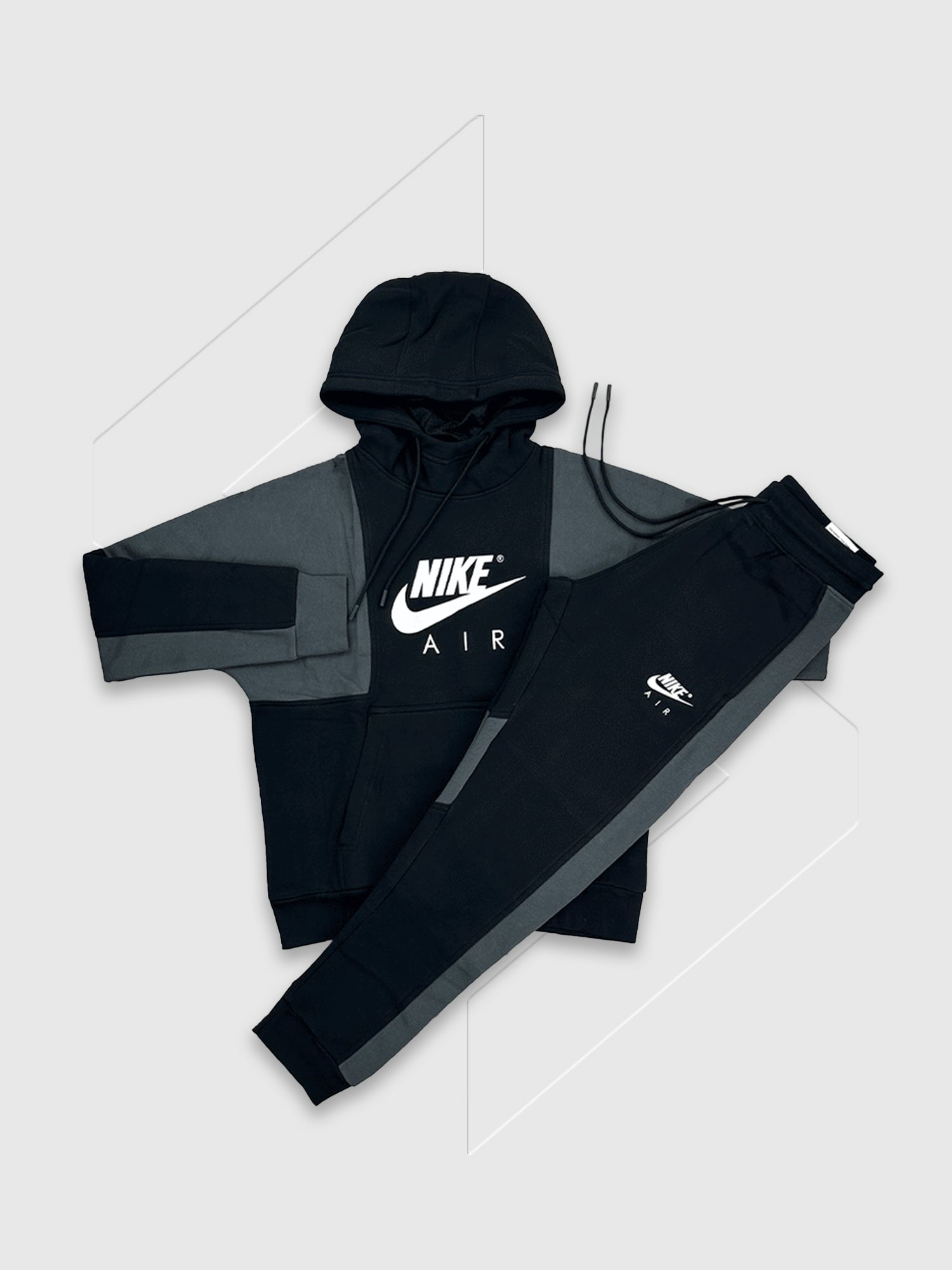 Nike Air Heritage Pull Over Fleece Tracksuit Set Black/ White from Saxumo