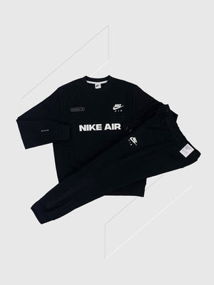 Nike Brushed Back Fleece Tracksuit Set Black/ White from Saxumo