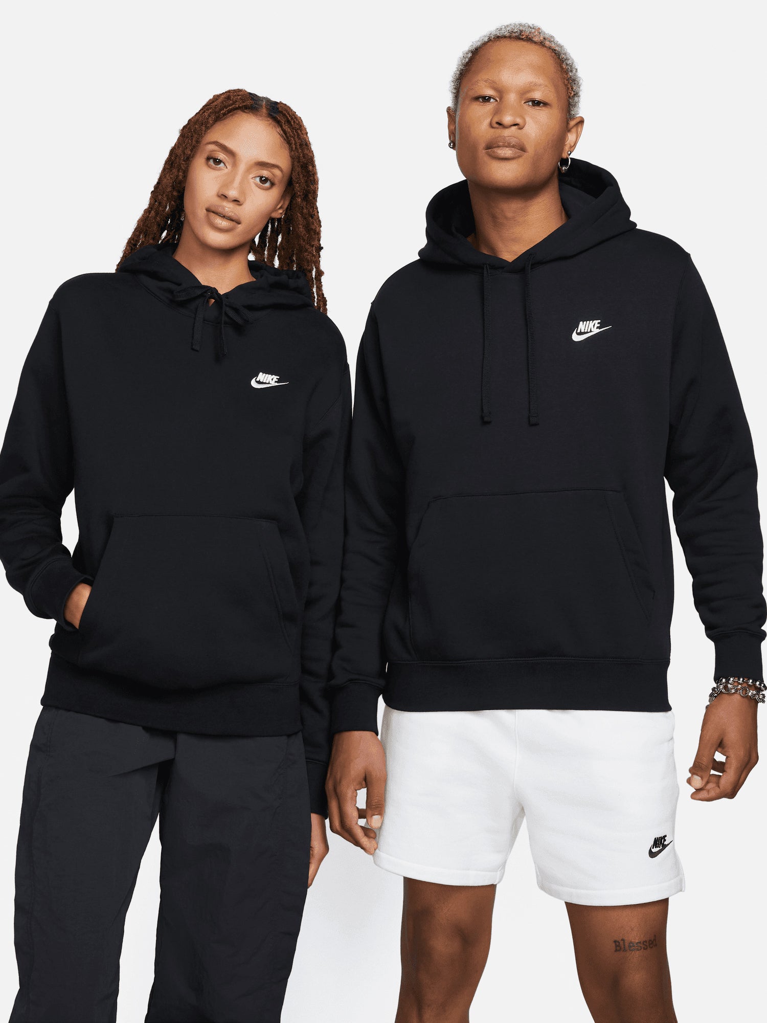 Nike Fleece Club Hoodie Black/White from  Saxumo