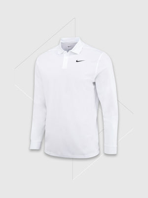 Nike Dri-FIT Victory Solid Long Sleeve Polo White from Saxumo