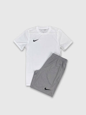 Nike Dri-Fit T-Shirt/Short Set White/Grey from Saxumo.com
