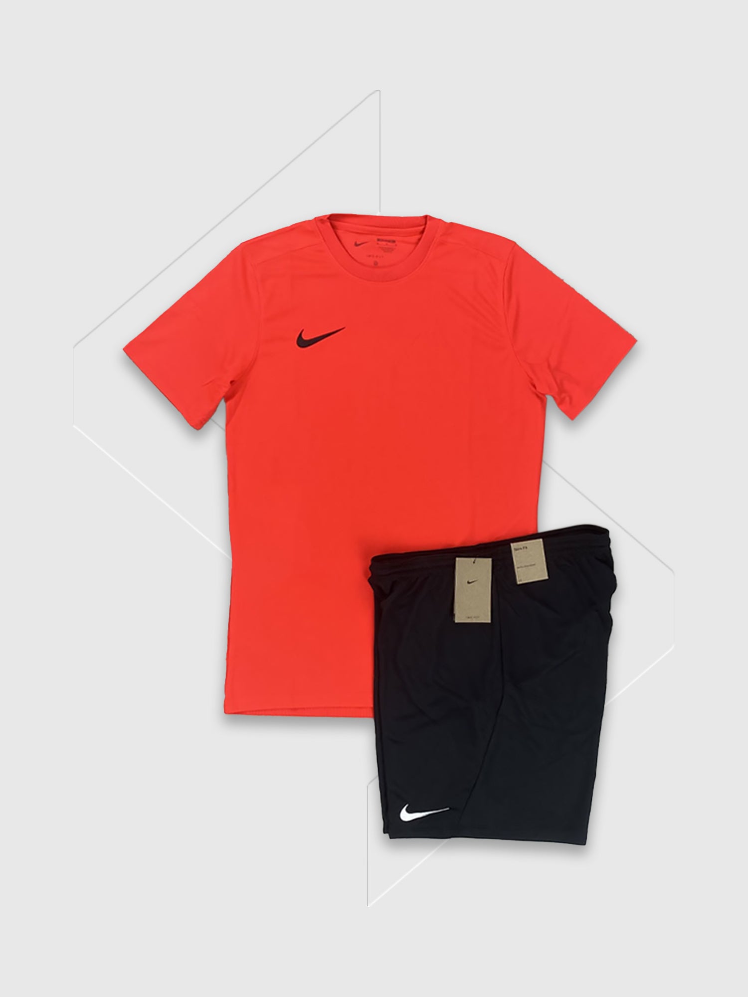 Nike Dri-Fit T-Shirt/Short Set Crimson/Black from Saxumo