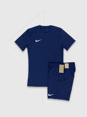 Nike Dri-Fit T-Shirt/Short Set Navy Blue from Saxumo