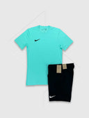 Nike Dri-Fit T-Shirt/Shorts Set Turquoise/Black from Saxumo
