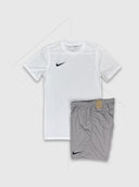 Nike Dri-Fit T-Shirt/Short Set White/Grey from Saxumo