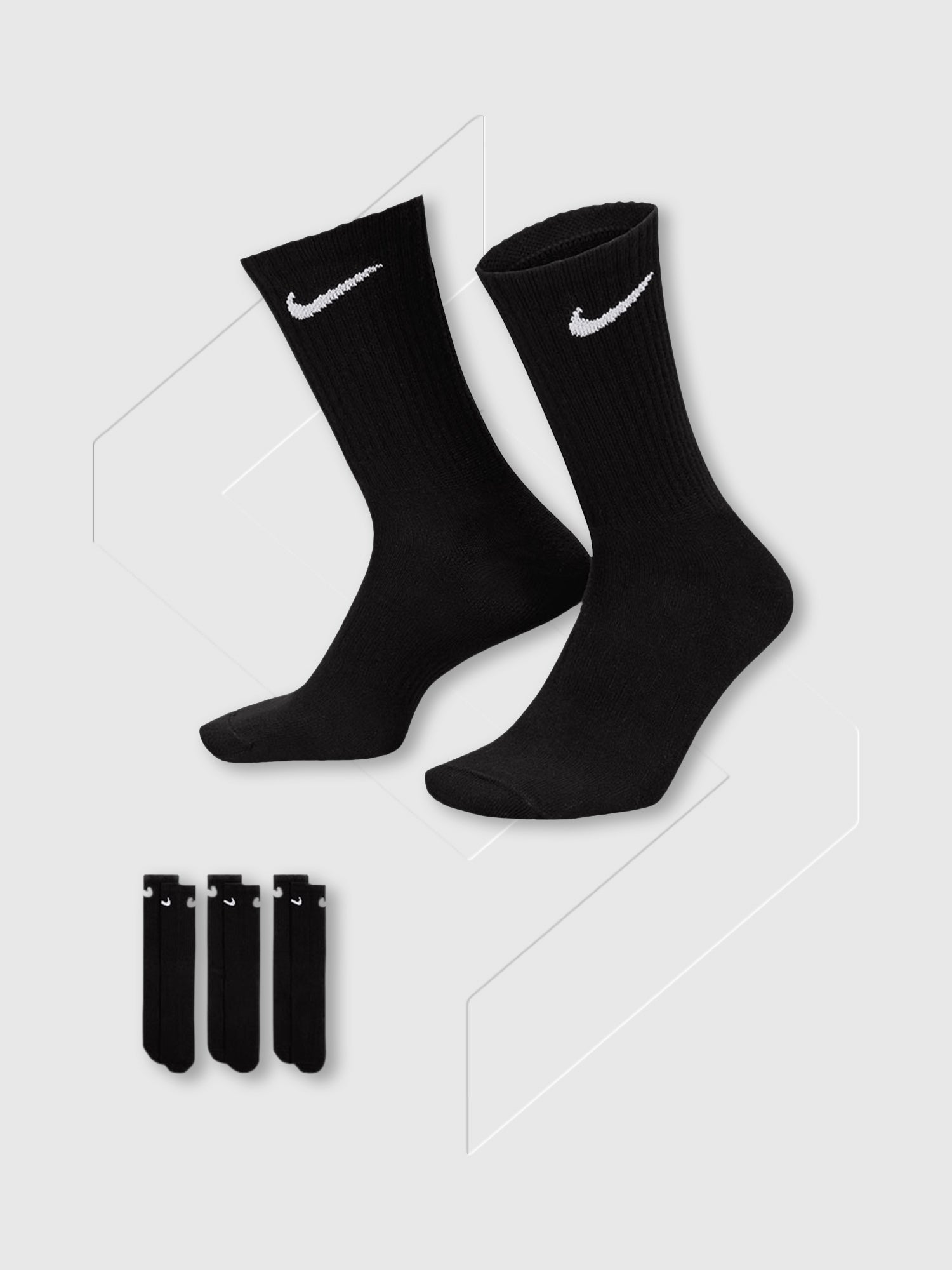 Nike Everyday Crew Socks 3 Pack Black from Saxumo
