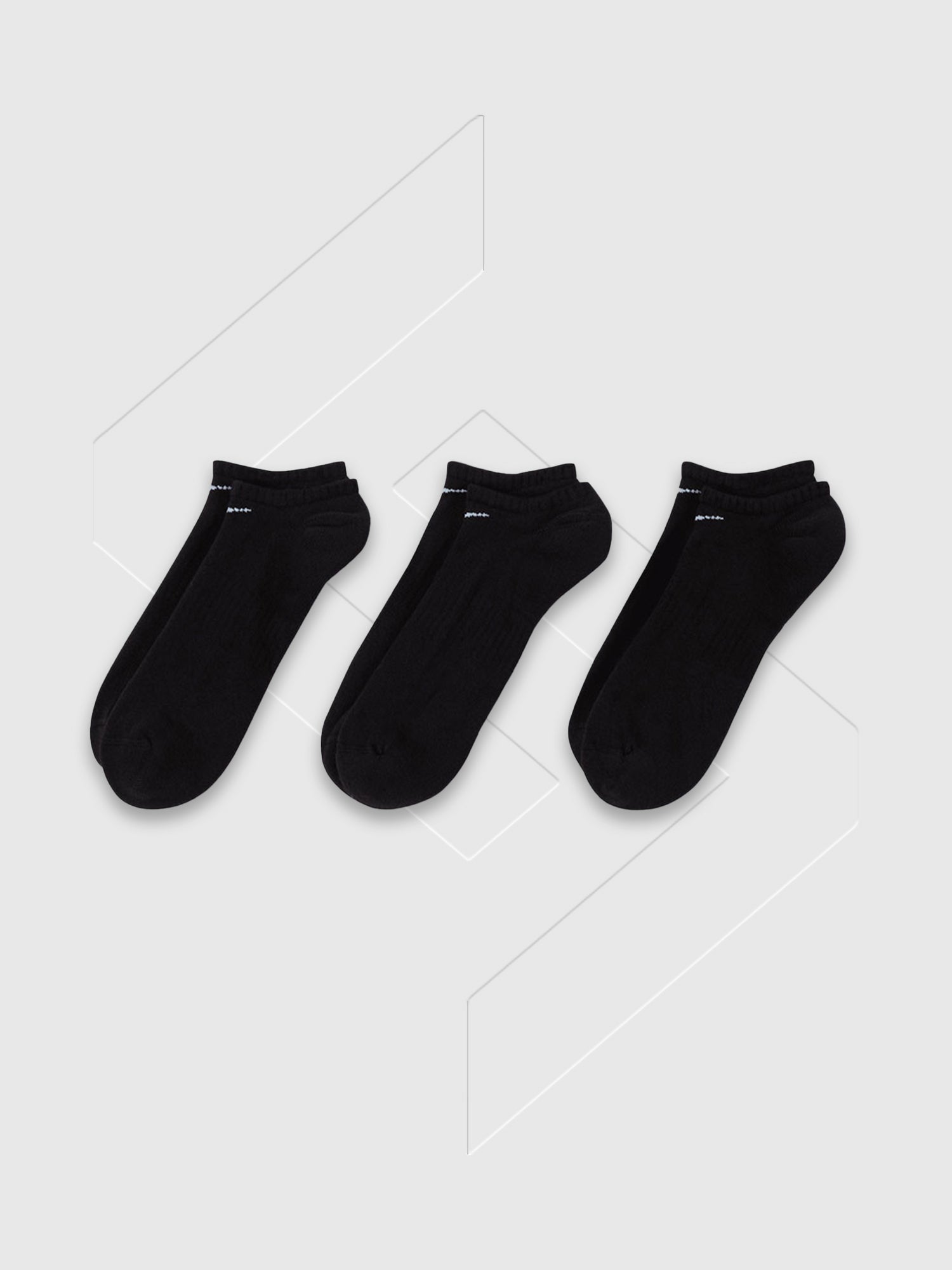 Nike Everyday Cushioned No Show Socks Black 3 Pack from Saxumo