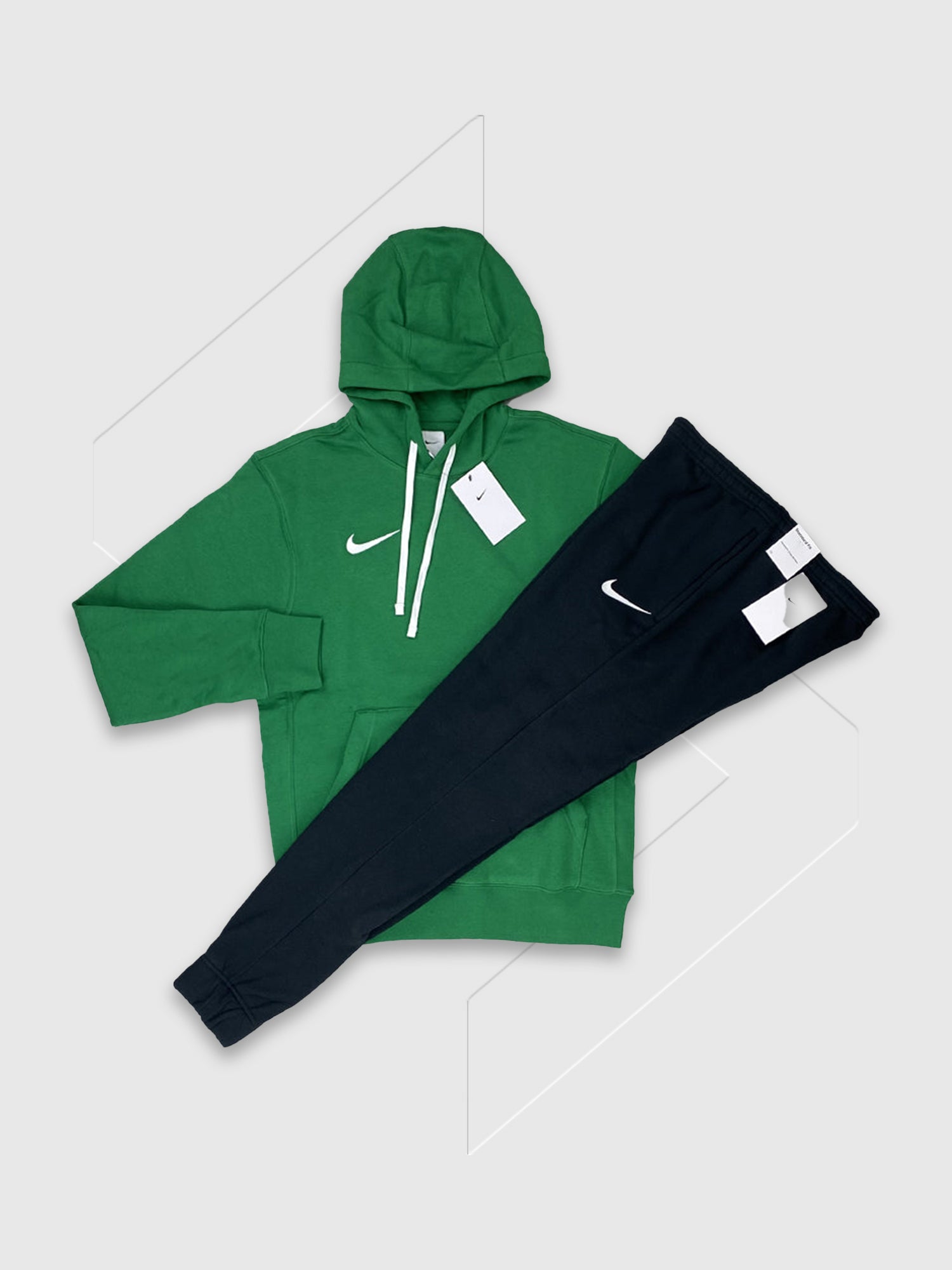 Nike Fleece Hoodie/ Pants Tracksuit Set Green/ Black from Saxumo