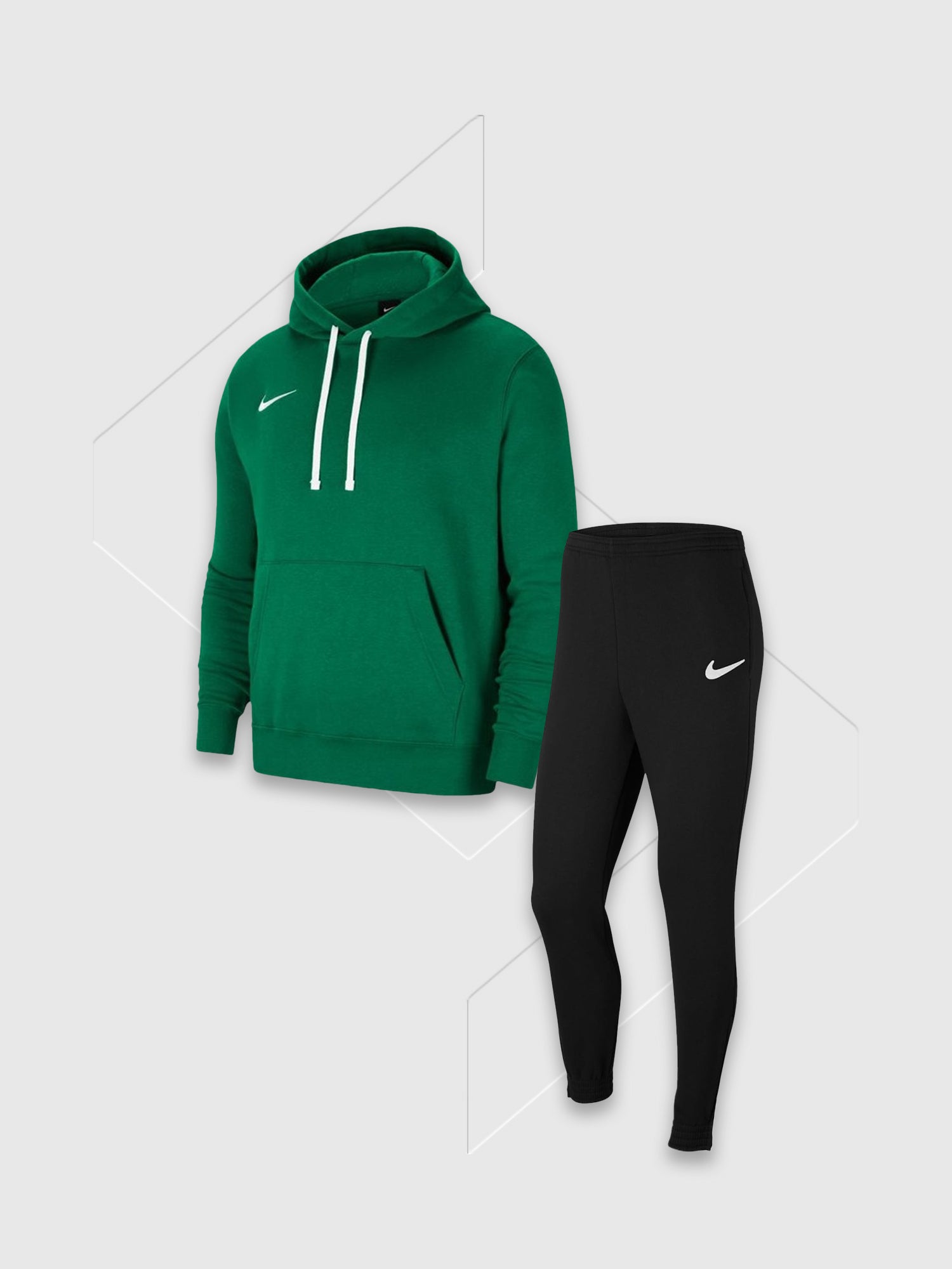 Nike Fleece Hoodie/ Pants Tracksuit Set Green/ Black from Saxumo