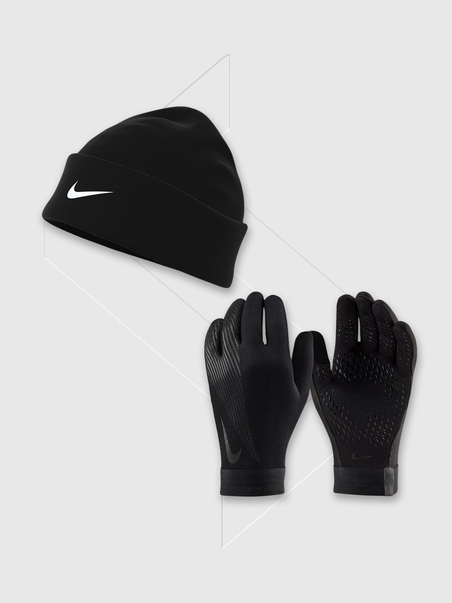 Nike Dri-Fit Standard Cuff Hat Black/Thermafit Gloves Set Black from Saxumo.com