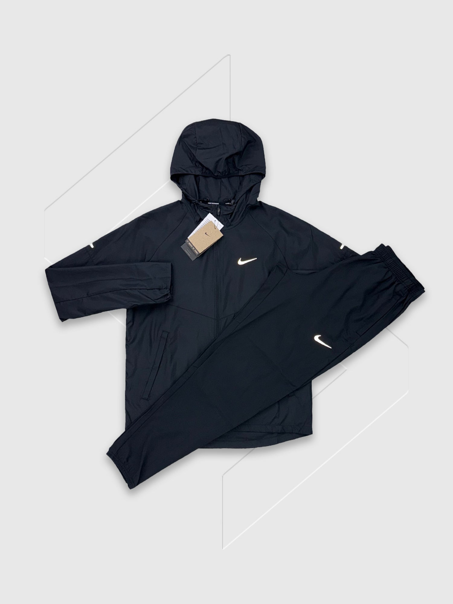 Nike Miler Repel Running Jacket/Trouser Set Black from Saxumo
