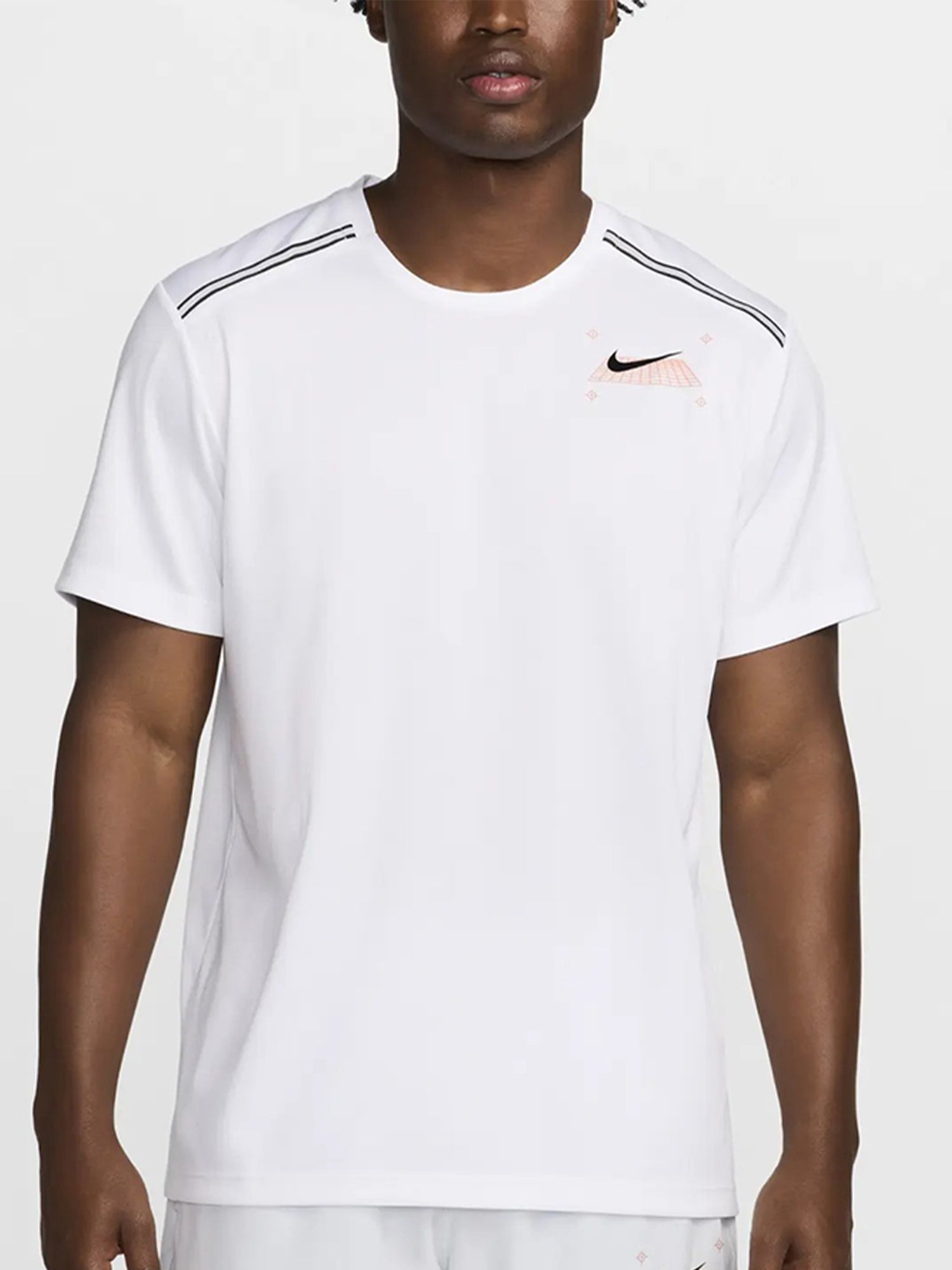 Nike Miler Short Sleeve Graphic Running Challenger T-shirt/Short Set White/Black from Saxumo