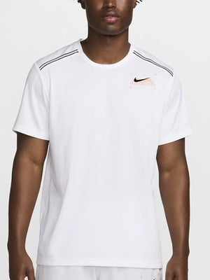 Nike Miler Short Sleeve Graphic Running Challenger T-shirt/Short Set White/Black from Saxumo