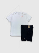 Nike Miler Short Sleeve Graphic Running Challenger T-shirt/Short Set White/Black from Saxumo