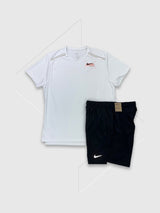 Nike Miler Short Sleeve Graphic Running Challenger T-shirt/Short Set White/Black