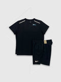 Nike Miler Short Sleeve Graphic T-shirt/Short Set Black