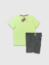 Nike Miler T-shirt/Short Set Volt/Grey