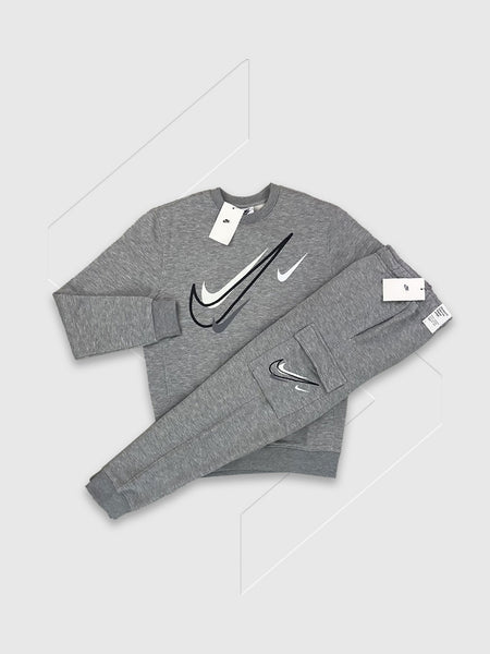 Nike Sportswear Multi Swoosh Graphic Tracksuit Set Grey from