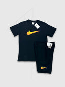 Nike Sportswear Standard Issue T-shirts/ Shorts Set Black/ Orange from Saxumo