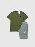 Nike Sportwear Club T-shirt/Short Set Khaki Green/Grey