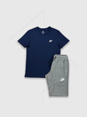 Nike Sportwear Club T-shirt/Short Set Navy/Grey from Saxumo