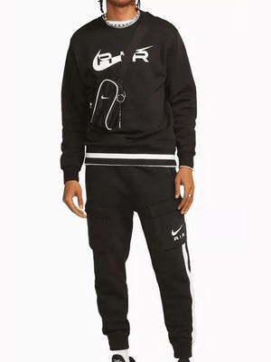 Nike Swoosh Air Crew Neck Tracksuit Set Black/White from Saxumo