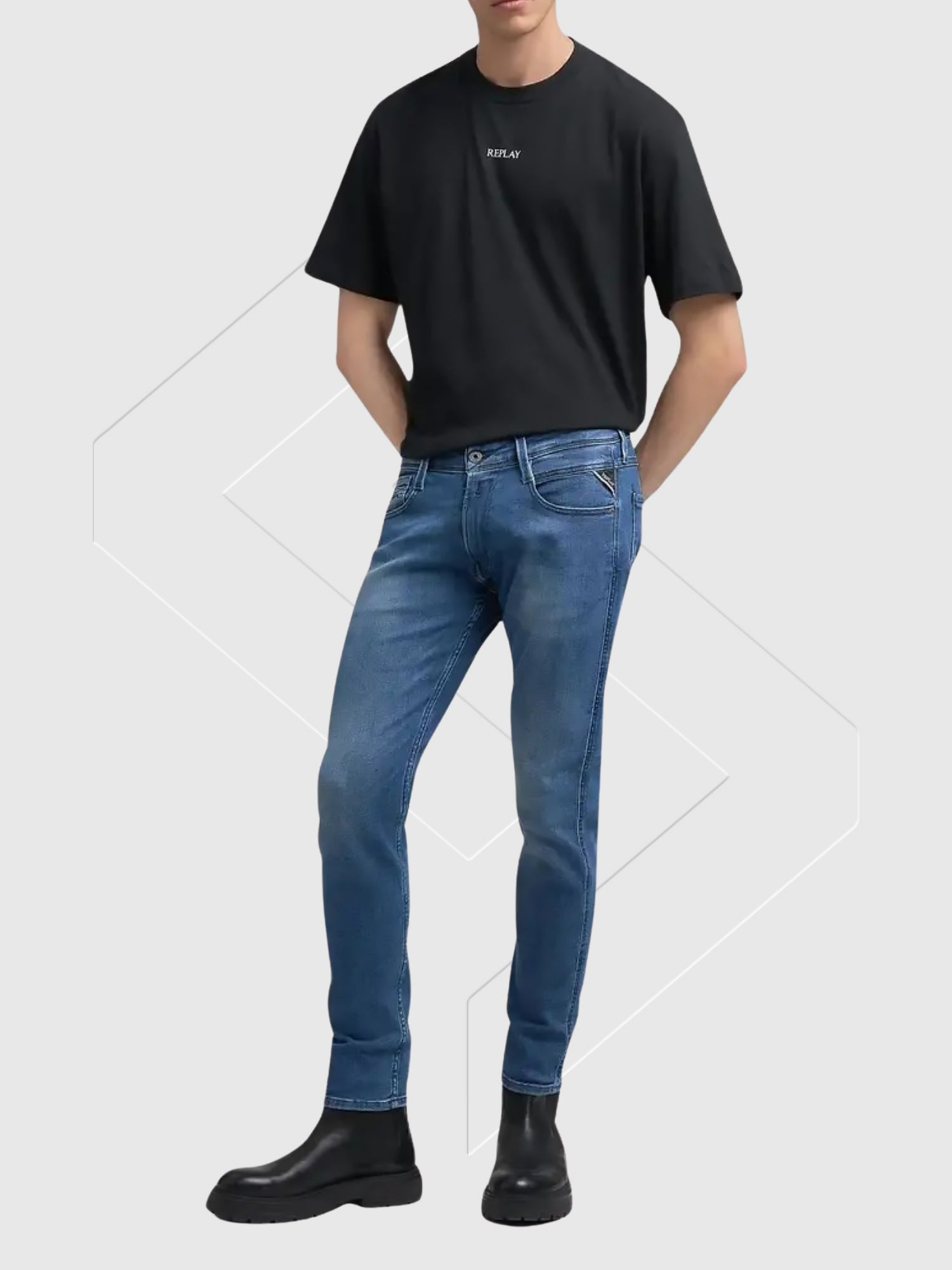 Replay Anbass Slim-Fit Jeans Medium Blue from Saxumo.com
