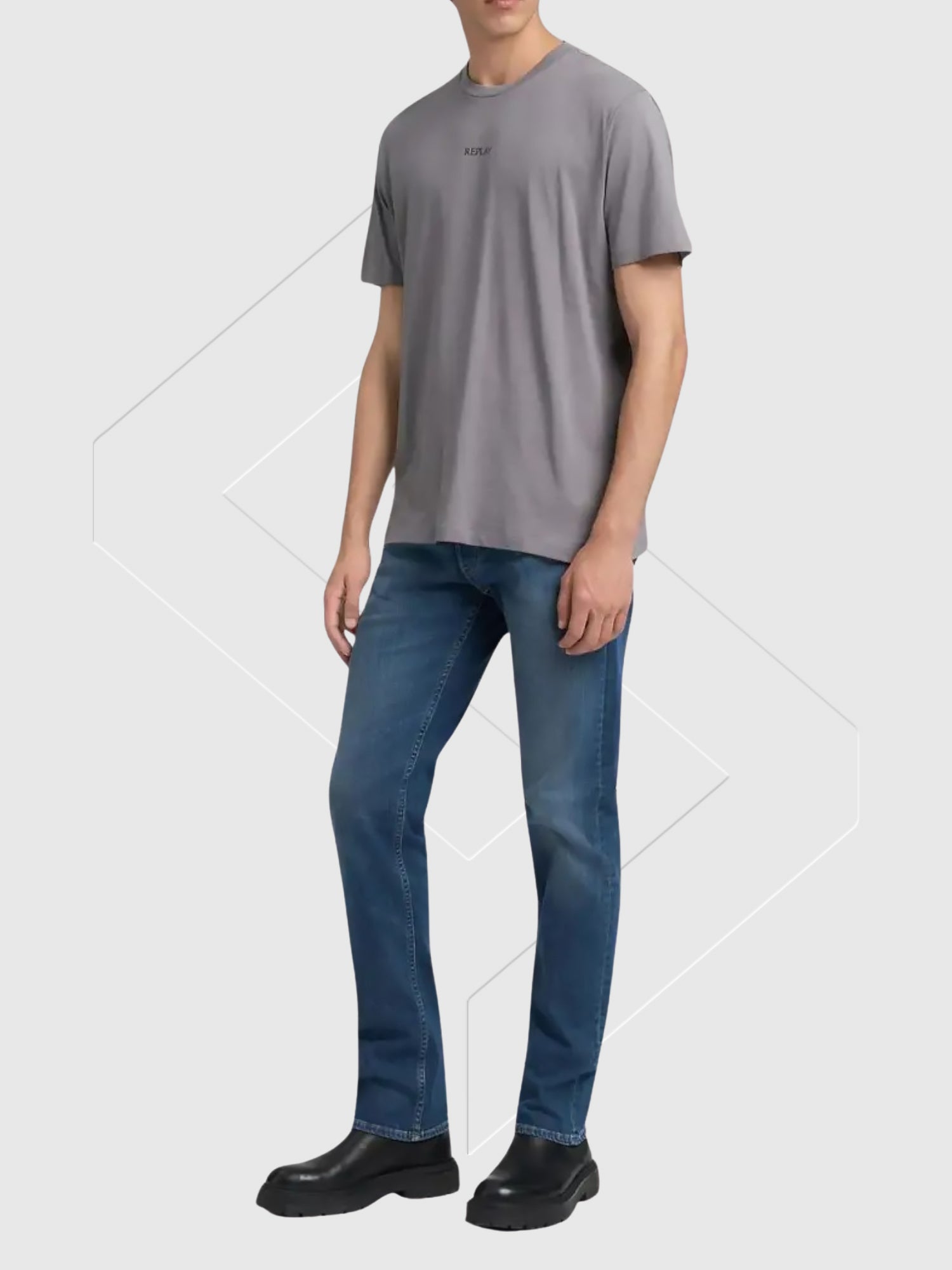 Replay Classic Crew Neck Short Sleeve T-Shirt Lead Grey from Saxumo.com