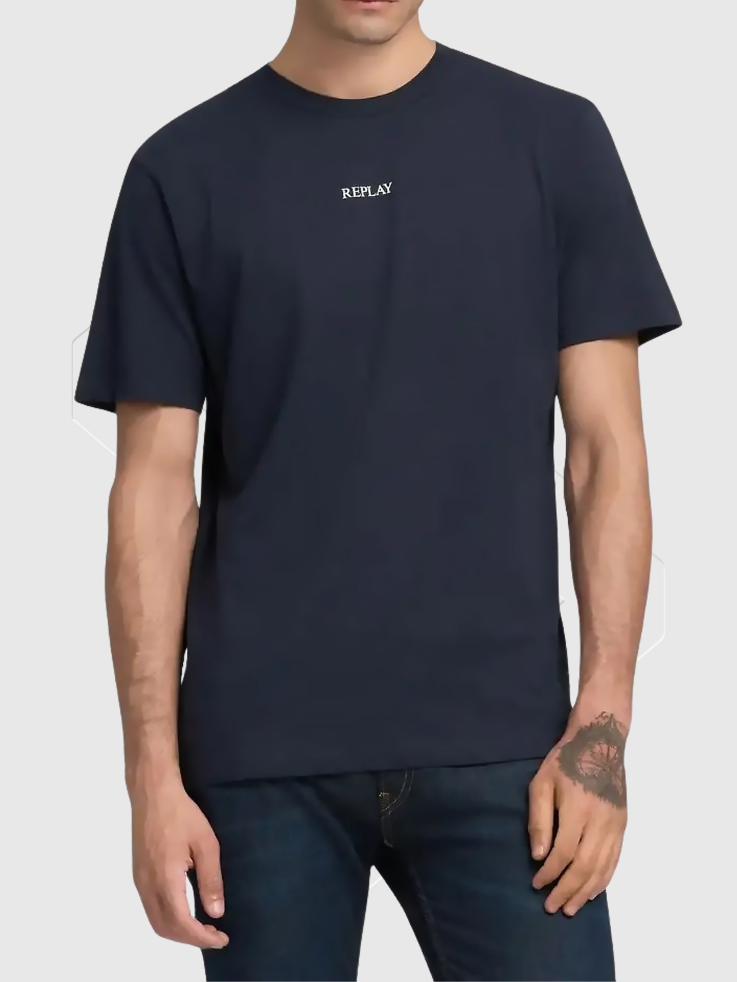 Replay Classic Crew Neck Short Sleeve T-Shirt Night Blue from Saxumo.com