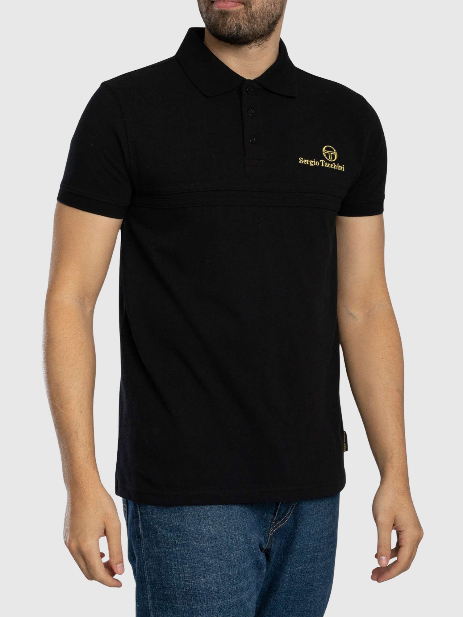Sergio Tacchini Supermac Primo Polo Shirt Black Gold from Saxumo.com