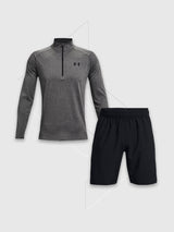 Under Armour Tech 2.0 Half Zip/Short Set Carbon Heather/Black