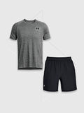 Under Armour Tech Speed Stride T-Shirt/Short Set Grey/Black